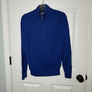 Lands' End Quarter Zip‎ Pullover S 34-36 Blue Supima Cotton